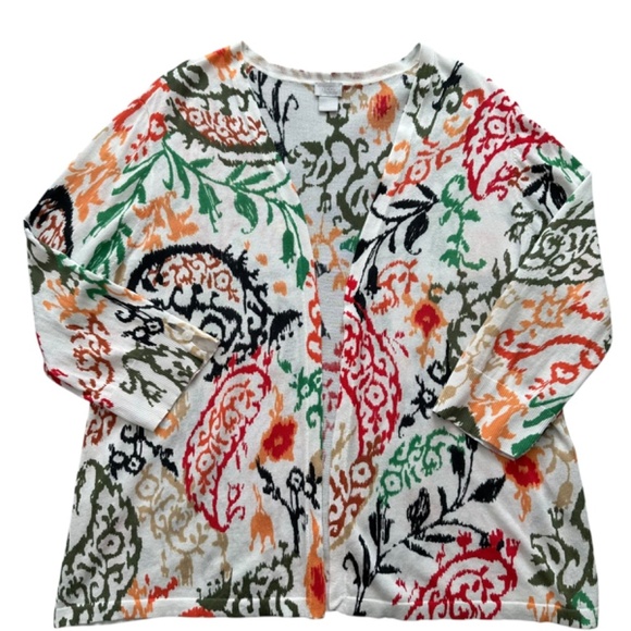 Chico's Open Short Cardigan Women's Size 3 US XL Coastal Summer Spring - Picture 9 of 15